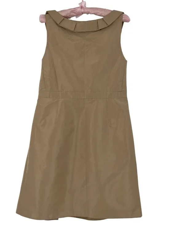 Vintage J.Crew Archival Silk Dress 12 | Champagne Beige 2010s Glamoratti Elegant - Picture 5 of 10
